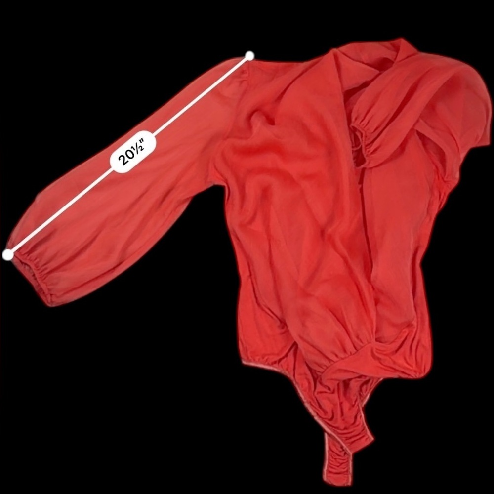 Valiant Paris Red Wrap-Style Bodysuit Blouse – Size M - Picture 13 of 17